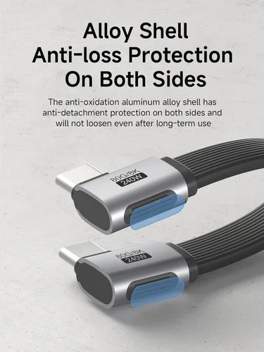 Vista 6 de Hagibis Cable USB4 de 90 grados de 0.33 pies, transferencia de datos de 80 Gbps, pantalla de video de 8 K a 60 Hz, cable USB-C de carga rápida