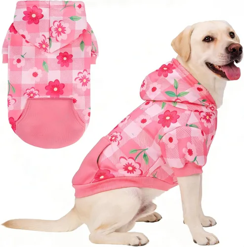 Vista 27 de KOOLTAIL Sudadera a cuadros con capucha, con gorro y bolsillo, para perros pequeños, medianos y grandes y gatos, abrigo suave y cálido para invierno