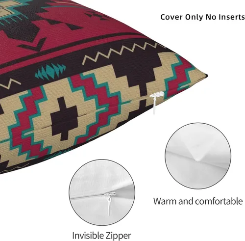 Vista 4 de IVSYCOF Fundas de almohada decorativas estilo sudoeste azteca para nativos americanos, funda de cojín cuadrado para sofá de casa, funda de cojín