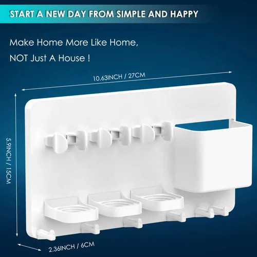 Vista 8 de simpletome - Soporte adhesivo para cepillo de dientes eléctrico, montaje en pared, color blanco No Drilling Required Adhesive Installation