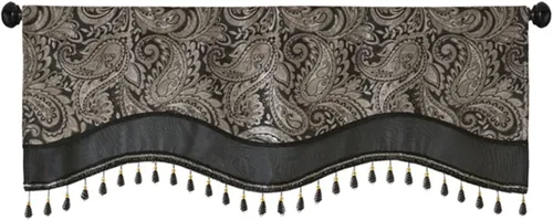 Vista 5 de Madison Park Cortina jacquard de paisley de seda sintética, con bolsillo para barra con forro de privacidad para sala de estar, cocina, dormitorio