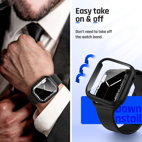 Vista 7 de Goton - Funda impermeable para Apple Watch 38 mm Series 3 2 1, protector de pantalla de vidrio templado, protección completa de policarbonato duro