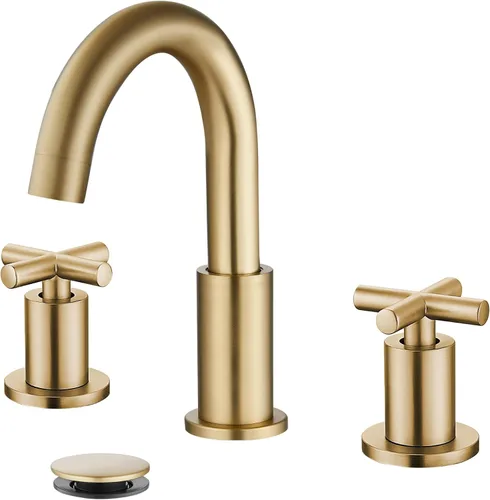 Vista 11 de gotonovo Grifo de baño de 3 agujeros de 8 pulgadas, grifo de tocador para fregadero de baño, 2 manijas cruzadas, lavabo de montaje en cubierta