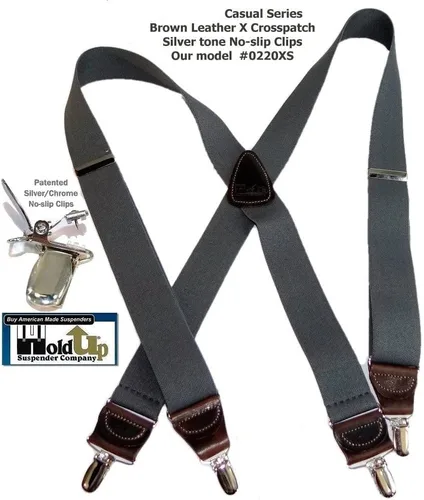 Vista 5 de Tirantes de la serie casual para hombres en el estilo tradicional de espalda en X con clips antideslizantes patentados en Estados Unidos