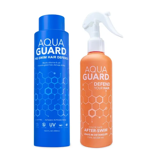 Vista 11 de AQUA GUARD - Defensa del cabello antes de nadar, tamaño familiar para más nados por botella, evita daños por cloro + suaviza el cabello mientras