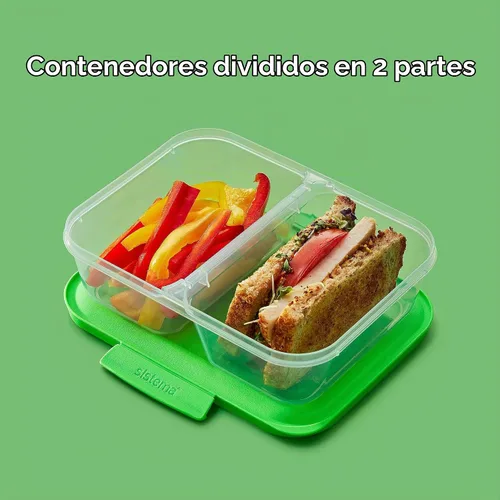 Vista 4 de Sistema Nest It - Recipientes de almacenamiento de alimentos para preparación de comidas con tapas, 2 compartimentos, 3.7 tazas, plástico, paquete