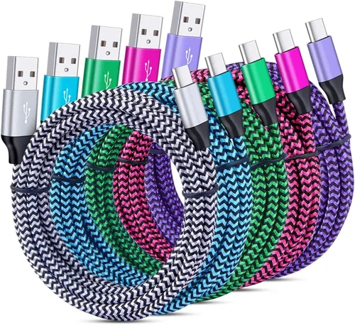 Vista 2 de Cable de carga para Galaxy S26 C de carga rápida, paquete de 5 cables de automóvil USB C de 6 pies para Android, compatible con Samsung Galaxy S26