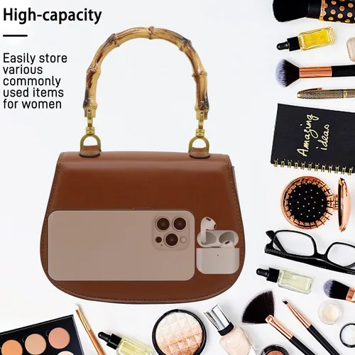 Vista 3 de Bolso de mano para mujer, bolso cruzado con asa superior en forma de bambú