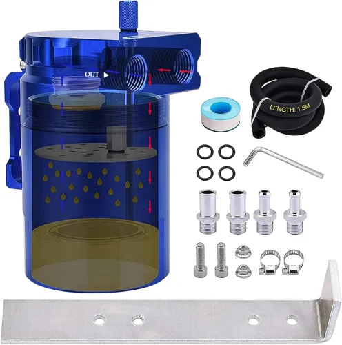 Vista 9 de SPEEDWOW - Kit de filtro para tanque de aceite universal con deflector, con manguera, 300ML (negro)