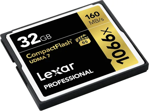 Vista 4 de Lexar tarjeta de video CompactFlash, profesional, 1066x, 16GB, VPG-65, Negro, Dorado