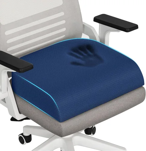 Vista 23 de TranquilRelax Cojín de asiento de espuma viscoelástica para silla de oficina, 3 pulgadas, color negro Medium-firm Support for Long Sitting