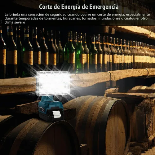 Vista 6 de Linterna de 18 W compatible con batería Makita de 18 V, reflector de 2000 lm de 18 V con puerto USB, puerto tipo C, cabezal giratorio de 110 grados
