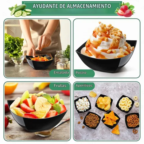 Vista 3 de Sliner 100 Piezas Cuencos de Plástico Cuadrados 8 oz Cuencos de Servir de Plástico Desechables Contenedores de Chips para Fiestas, Contenedores