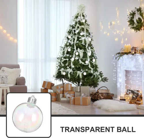 Vista 9 de 36 piezas de adornos de Navidad iridiscentes para manualidades, bolas transparentes de plástico, decoraciones de árbol de Navidad para decoración