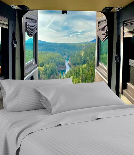 Vista 22 de RV Twin - Juego de sábanas de 28 x 75 pulgadas, 400 hilos, 100% algodón egipcio suave hecho para caravanas, caravanas, barcos y autocaravanas Rayas