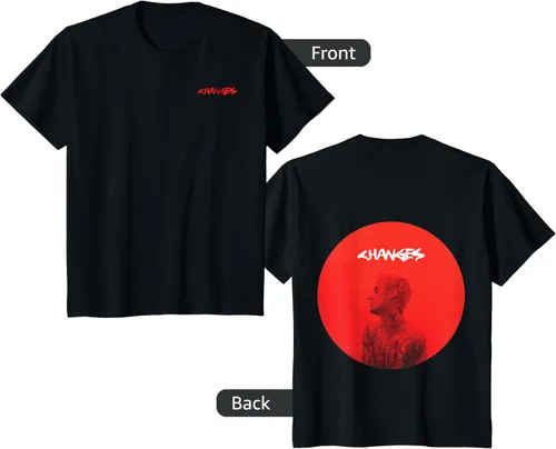 Vista 9 de Justin Bieber Red Circle Changes - Camiseta, Negro, S