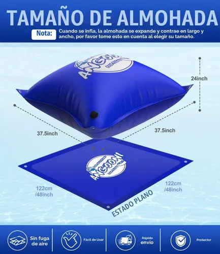 Vista 5 de Angooni Almohada de piscina resistente de 4 x 4 pies, PVC de 0.02 in