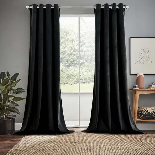 Vista 7 de Royal Hotel Bedding Paneles de cortinas opacas de terciopelo con ojales superiores pesados, paneles sólidos, cortinas de terciopelo suave, juego