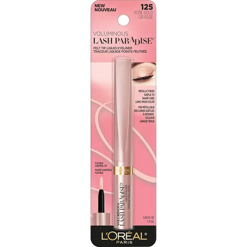 Vista 4 de L'Oreal Paris Cosmetics Voluminous Lash Paradise - Delineador de ojos líquido, oro rosa, 0.05 onzas líquidas
