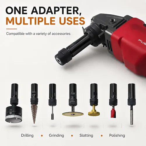 Vista 2 de Juego de eje de extensión para amoladora angular con rosca 5/8"-11, adaptador de pinzas de conversión para taladro eléctrico, accesorios