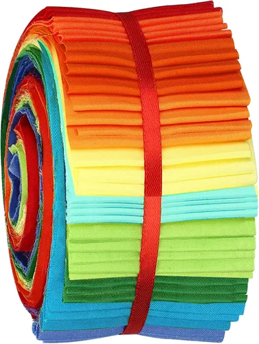 Vista 10 de 40 piezas de rollo de tela de algodón blanco de patchwork de Jelly, tiras de tela de algodón enrollables de 2.55 pulgadas, tela de patchwork