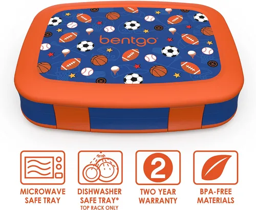 Vista 6 de Bentgo Juego de bolsas de almuerzo aisladas con caja de almuerzo estilo bento, para niños (deportes)