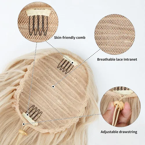 Vista 2 de Extension de cola de caballo con cordón de 26 pulgadas para mujer, extensiones de cola de caballo largas y onduladas, extensiones de cabello