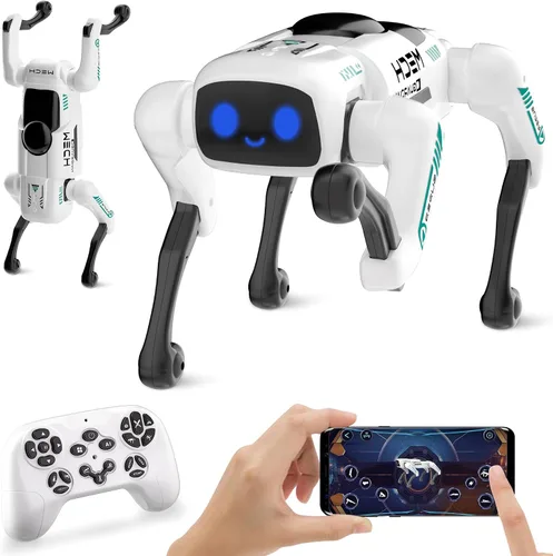 Vista 9 de Kit de perro robot 3 en 1 con ruedas, más de 30 acciones biónicas, voz y control remoto, movimientos programables, batería recargable, juguete