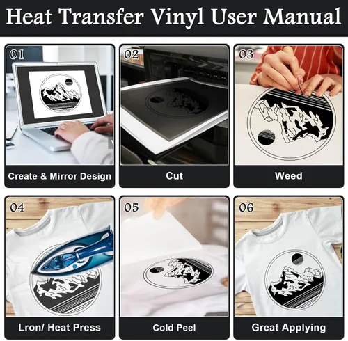 Vista 6 de Flasoo Rollos de Vinilo de Transferencia de Calor, 12" x 24 pies Vinilo HTV de Planchar para Camisas, Compatible con Todas las Máquinas de Corte
