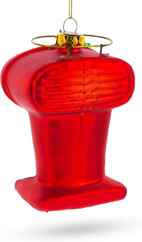 Vista 3 de Ornamento navideño de vidrio soplado para máquina de café expreso rojo vintage