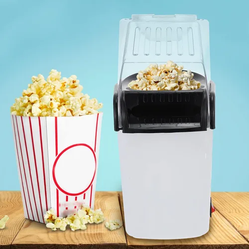 Vista 5 de Generic 110v Hot Air Popcorn Maker Small Abs Popcorn Machine for Home Use Fully Automatic Snack Maker US Plug White