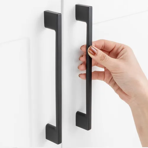 Vista 22 de Paquete de 10 tiradores para gabinete de 3-3/4 pulgadas (96mm) de color negro mate, manijas de gabinete negro para cocina, accesorios de cocina