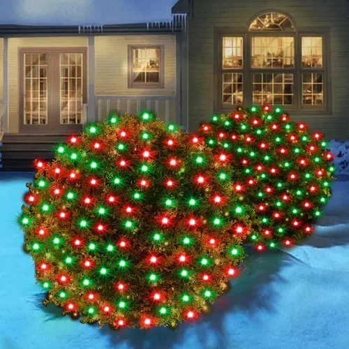 Vista 13 de Red de luces LED de Navidad para arbustos, 132 luces LED de 6 pies x 6 pies, conectables con certificación UL para arbustos, árboles, arbustos