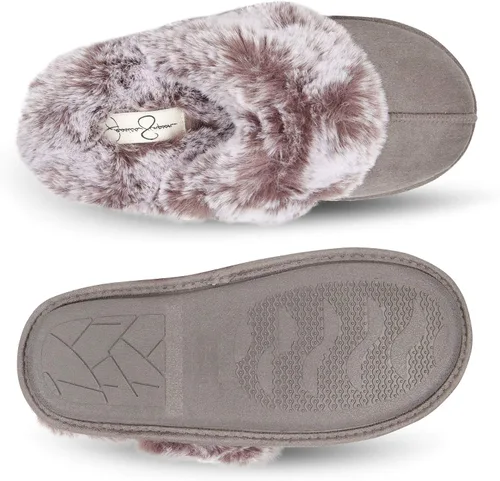 Vista 6 de Jessica Simpson - Pantuflas cómodas de piel sintética para mujer con suela antideslizante y espuma viscoelástica