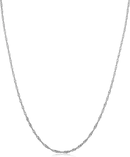 Vista 7 de Kooljewelry Cadena clásica de Singapur para mujer, collar de cadena de oro blanco de 10 quilates de Singapur