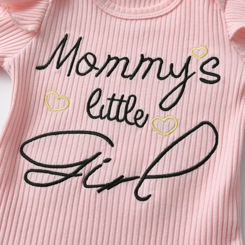 Vista 3 de Conjunto de ropa de bebé niña de manga larga con volantes y pantalones con diadema