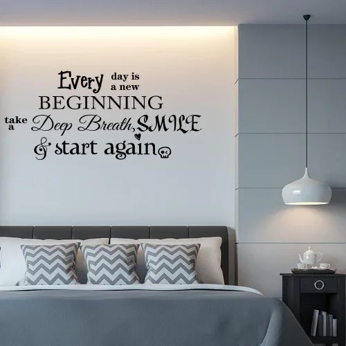Vista 5 de Every Day is a New Beginning Take a Deep Breath Smile and Start Again - Calcomanías de vinilo para pared, citas artísticas, inspiradoras, frases