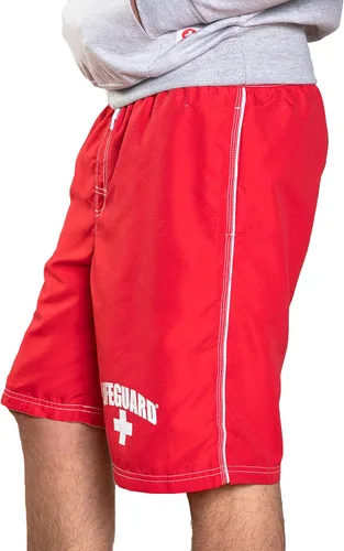 Vista 2 de LIFEGUARD Officially Licensed Red Men's Board Shorts Swim Trunks with Side Pocket, Men and Boys, Great for Beach & Pool