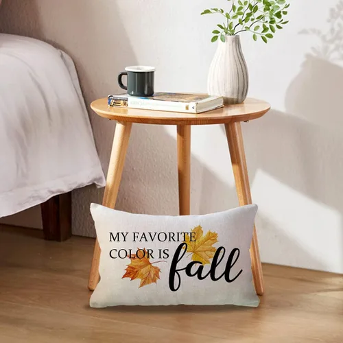 Vista 3 de ULOVE LOVE YOURSELF Paquete de 2 fundas de almohada de otoño con texto otoñal/hojas de arce, decorativas, rectangulares/lumbar, funda de cojín de 12