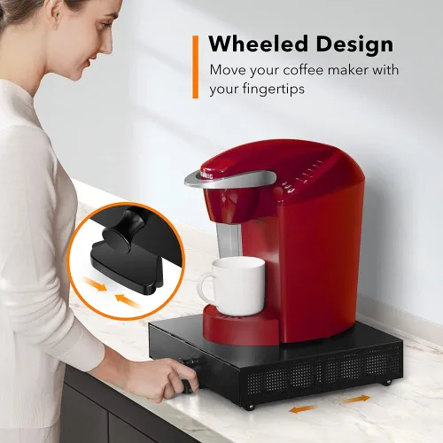 Vista 3 de Goldlion Soporte para tazas K, bandeja deslizante, organizador de cápsulas de café, organizador de cápsulas de café rodantes, organizador de tazas