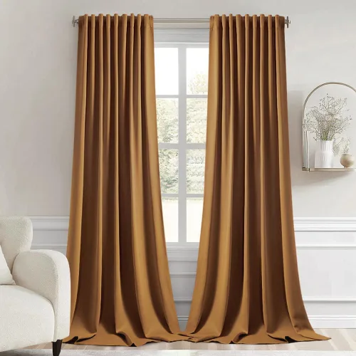 Vista 100 de MIULEE Cortinas opacas con pestaña trasera de 63 pulgadas de largo, juego de 2 paneles para sala de estar, dormitorio, privacidad, bolsillo