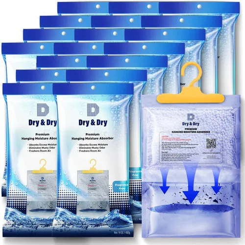 Vista 11 de Dry & Dry Paquete de 4 absorbentes de humedad prémium para el hogar, sótano y dormitorio, deshumidificadores pequeños