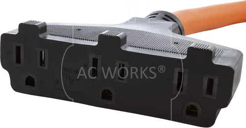 Vista 4 de AC WORKS [TT30W515] 10/3 TT-30P RV/Generator 30Amp Plug to Tri-Outlet Adaptador 5-15R (25FT Tri-Outlet)