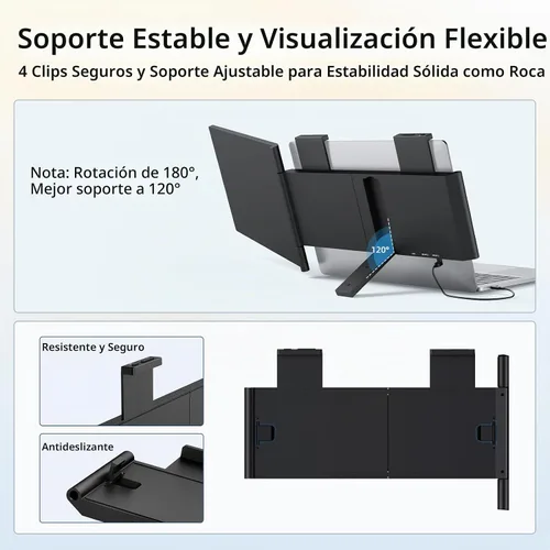 Vista 8 de Extensor de pantalla para portátil, extensor de monitor portátil de 15.6