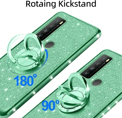 Vista 3 de Funda para teléfono TCL 30 XL, 30XL T701DL para mujer, con purpurina, suave, elegante, TPU transparente, de lujo, linda funda protectora con correa