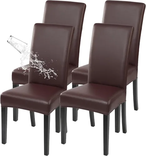 Vista 13 de SearchI Juego de 4 fundas impermeables para sillas de comedor, fundas elásticas para sillas Parsons extraíbles, lavables, fundas protectoras
