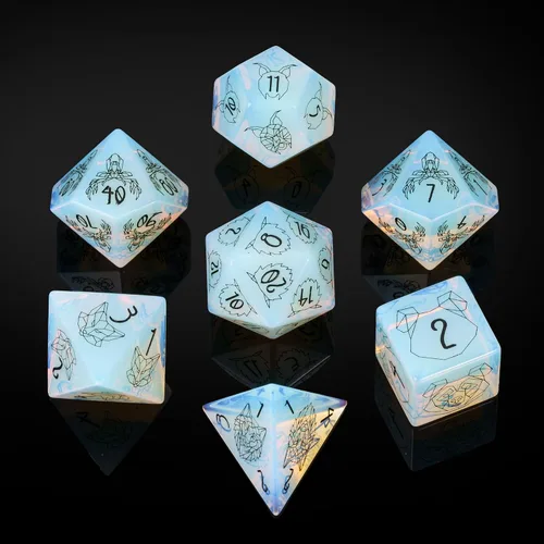 Vista 12 de UDIXI Juego de dados de piedras preciosas de amatista, dados DND de piedra de cristal D&D con estuche de regalo para juegos de rol y juegos de mesa
