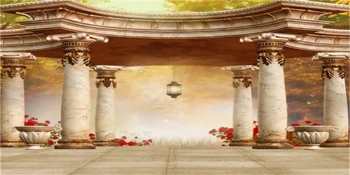 Vista 8 de AOFOTO Fondo romántico de 5 x 5 pies para boda real, fondo clásico de glorieta, telón de fondo de fotografía vintage para jardín, pabellón, columnas