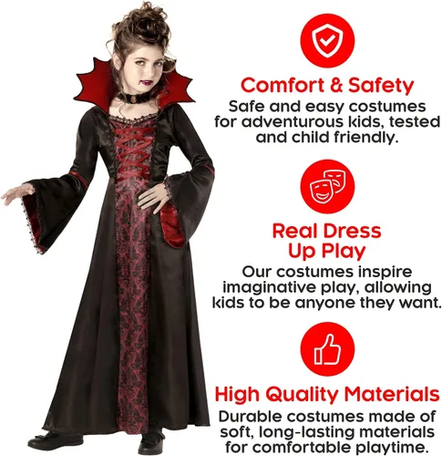 Vista 4 de Morph Halloween Vampire Costume For Girls Kids Girl Vampire Costume Scary Little Girl Vampire Costume Royal Vampire