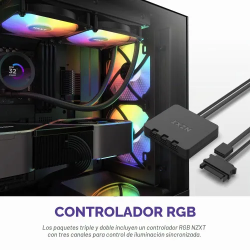Vista 8 de F140RGB Core - Ventilador RGB de 5.512 in - Paquete doble con controlador RGB - Negro